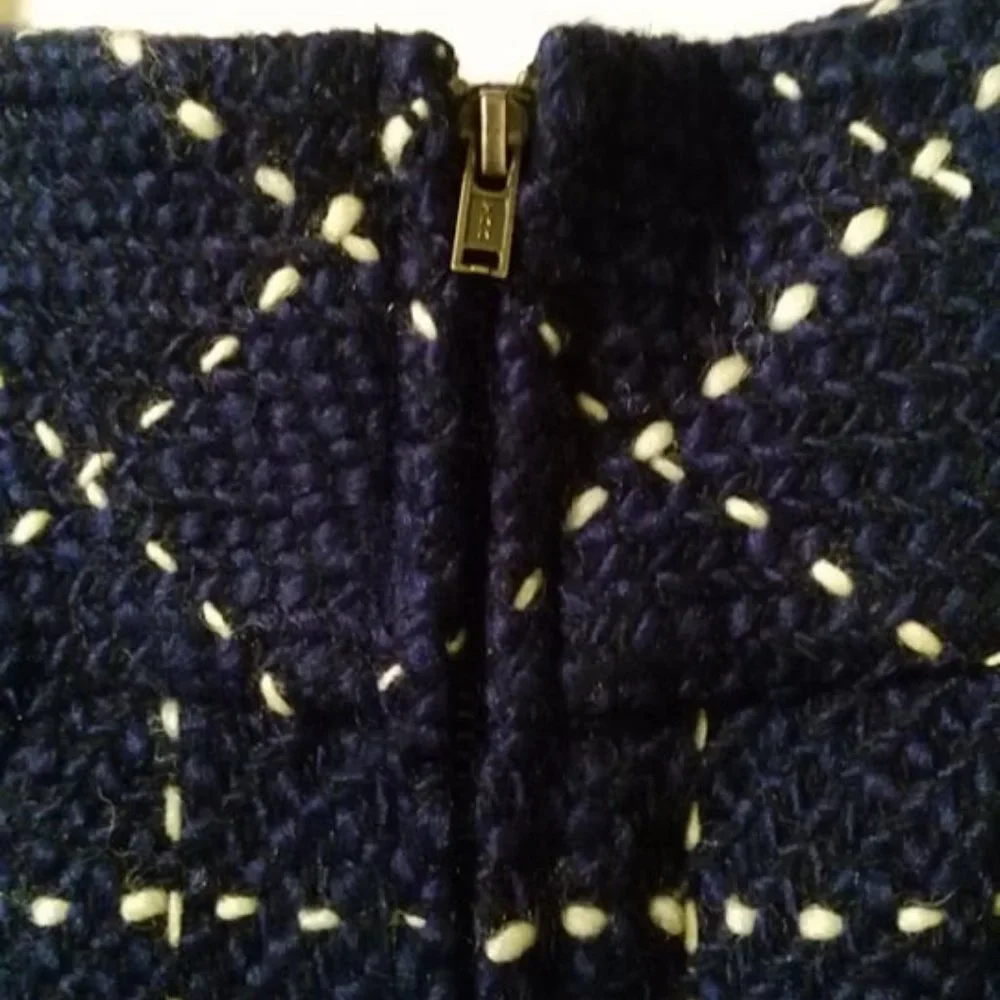 Maeve Anthropologie Skirt Tweed Navy White Plaid Lined - Picture 7 of 7